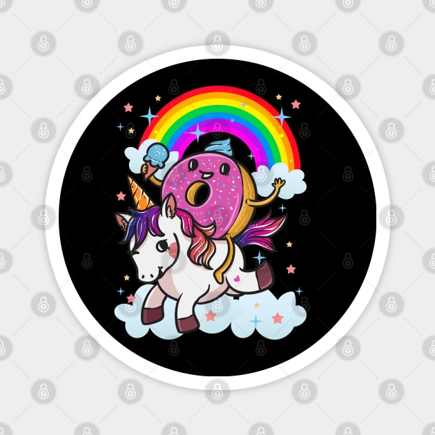 Donut Riding Unicorn Cute Magnet by E